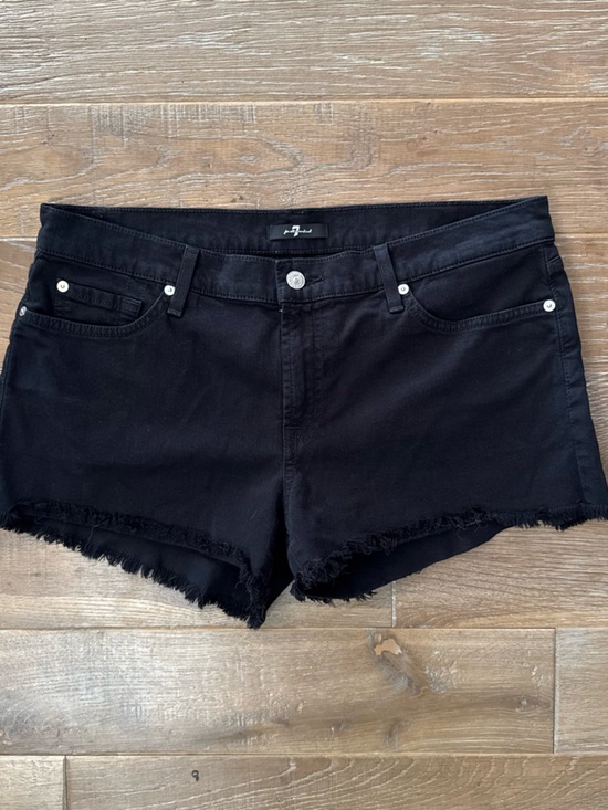 7 For All Mankind Pants - 7 For All Mankind Black Frayed Hem Women’s Denim Shorts